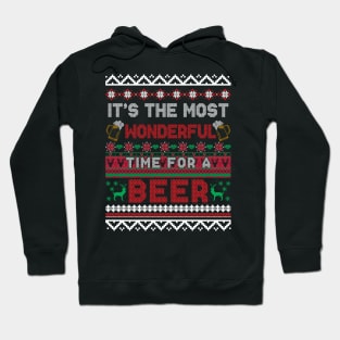 It's The Most Wonderful Time For A Beer Ugly Christmas Sweater Hoodie